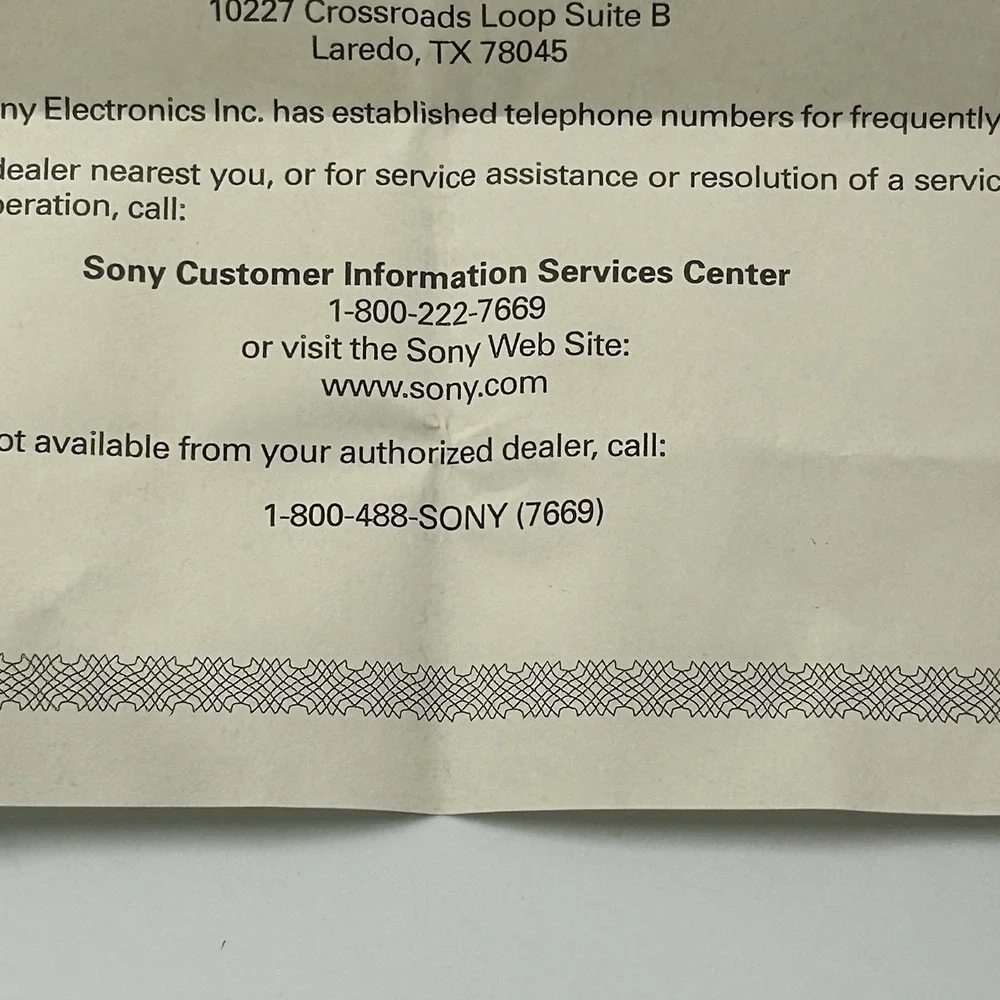 Sony limited warranty